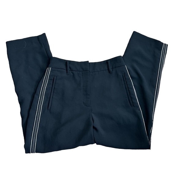 Aritzia Wilfred Black Tie-Front Pant White Striped Sided Trouser Size 8 - Picture 2 of 16